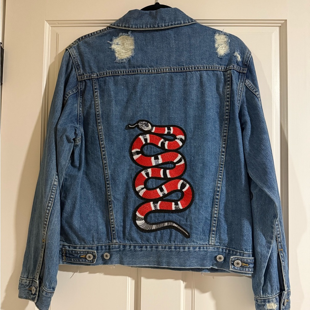 Caffeine small luxury patch Jean jacket - image 5
